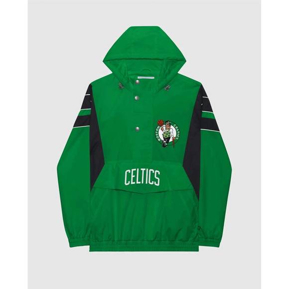 NEW STARTER men's boston celtics home team half-zip jacket in green - Picture 1 of 4